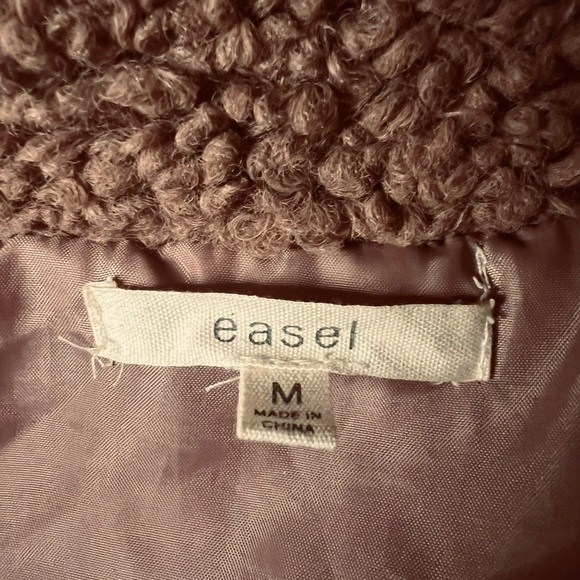 EASEL WOMENS OVERSIZED LIGHT MAUVE TEDDY ZIPPERED JACKET SIZE MEDIUM - Picture 8 of 11